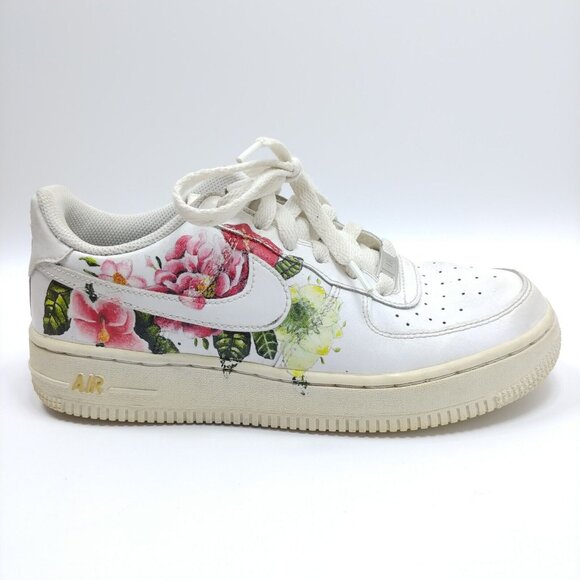 NIKE Air Force 1‎ Customized Painted Floral Shoes Youth 5.5 / 38 EU 314192-117 - Picture 1 of 8